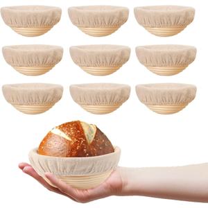 5 inch Round Mini Banneton Bread Proofing Basket Sourdough Bread Baking Supplies Set of 10 Sourdough Starter Kit Baking Gifts