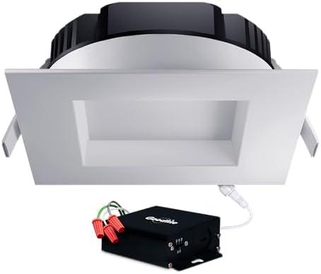 Goodlite 6-inch LED Regress Square Slim - Recessed Downlight, Multi-Watt 10-18-28W, 120-277V, CRI 90+, Wet & ETL, Triac & 0-10V Dimming, 950-1750-2750 Lumens, 5CCT 27K-30K-35K-41K-50K, 1ct (G-20246)