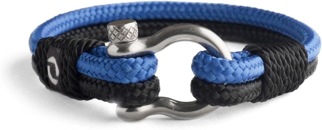 Mens Rope Bracelet - Stainless Steel Silver Shackle, Extremely Durable and Scratch Resistant Waterproof Paracord, Handmade, Nautical Wristband for Men (RoyalBlue), 3 Pieces