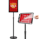 Ludery Adjustable Sign Holder Stand 11x17 inch,Pedestal Floor Signage Standing Holder with Heavy Duty Base, Aluminum Snap Open Frame Display for Business Restaurant, Mall,Schools-1 Pack