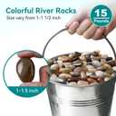 15 lbs River Rocks, 1-1 1/2 inch Plant Rocks for Pots Indoor, Decorative Garden Rocks Outdoor Landscaping, Polished Natural Stone for Walkways, Yard, Vases, Crafts