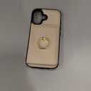 TIANLI Case for iPhone 16 Wallet Case with Card Holder, 360 Rotation Ring Kickstand RFID Blocking PU Leather Double Magnetic Clasp Shockproof Cover for Women and Man (White)