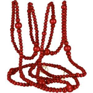 12 Feet Christmas Wooden Beads Garland Round Craft Farmhouse Vintage Wood Bead Garlands for Xmas Decoration Supplies(Dark Red)