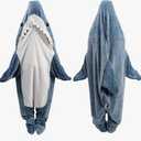 Shark Blanket Hoodie Onesie for Adult & Kid, Wearable Shark Sleeping Bag, Soft Cozy Onesie Costume XL