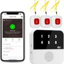 PILSAMSA WiFi Caregiver Pager Wireless Call Button with Flashing Caller ID & App Alerts, 3 Waterproof Panic Button, Medical Alert Systems for Seniors No Monthly Fee, Alert Button for Seniors at Home