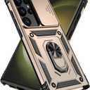 SunStory Phone Case for Samsung Galaxy S24 Ultra Case with Kickstand and Slide Camera Cover [ Military-Grade ] Full Body Drop Tested Protective Cover (Gold, Galaxy S24 Ultra 6.8)