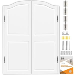 Saloon Swinging Doors 40 Inch Wide - White Heavy Duty Swing Cafe Doors with Hinges, Hardware & Install Guide - Double Swinging Half Door for Bar Kitchen Doorway Decor