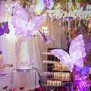 Yinkin 2 Pcs 20 Inch Large LED Butterfly Decorations Mariposas Grandes para Decoracion Giant Light up 3D Butterflies for Wedding Birthday Party Baby Shower Decor(Purple)