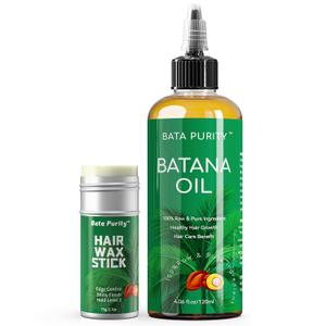 Batana Oil for Hair Growth and Styling Wax Stick, 2-in-1 Repair & Shape Batana Oil, Deep Nourishment for Dry, Frizzy Hair, Natural Shine & Hold, Men & Women (4.06fl oz + 2.7oz)