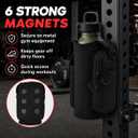 Magnetic Gym Bag Water Bottle Holder with 6 Strong Magnets, Phone Pouch & Adjustable Strap, Fits 2440oz Bottles, Magnetic Bottle Carrier for Gym, Fitness, Hiking, Travel, Black