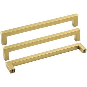 Goldenwarm Gold Cabinet Pulls Brushed Brass Drawer Pulls Gold Kitchen Cabinet Handles Square Bar Pulls Antique Brass Bathroom Cabinet Hardware,7-1/2in 2 Pack