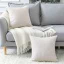 OTOSTAR Linen Throw Pillow Covers Set of 2 Decorative Square Pillowcases Cushion Covers 20x20 Inch for Home Decor Sofa Bedroom Car 50 x 50CM Beige