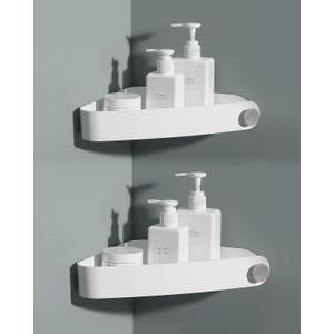 Sotfamily Plastic Shower Caddy Corner (for 90 Only), 2 Pack Adhesive Corner Shower Shelves for Bathroom Organizers and Storage, White