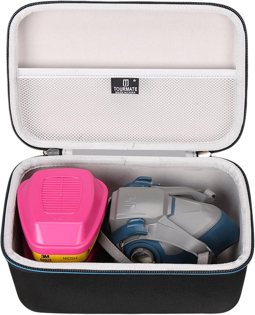 EVA Hard Case Compatible with 3M Half Facepiece Reusable Respirator 6200/07025(AAD)/6503QL and 3M P100 Respirator Cartridge/Filter 60923 Combo (Black)