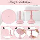 3 Pcs Pink Cake Stand Set - Metal Round 8" 10" 12" Tiered Display Stands Cupcake Dessert Stands for Birthday, Wedding, and Party Decorations, Baby Shower