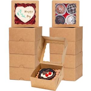 50-Count 4x4x2 Food-Safe Brown Bakery Boxes - Multi-Use Pastry & Treat Packaging for Cookies, Truffles & Wedding Favors (Stackable Gift Boxes for Cakes, Pies & Cinnamon Rolls)