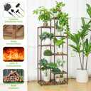 Dreyoo 8 Tiered Plant Stand with Grow Light, 62 Tall Indoor Plant Shelf with Full Spectrum Grow Lamp for Corner Multiple Flowers, Wood Flowers Rack Holder for Home, Patio, Corner, Indoor