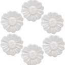 6PCS Vintage Floral Daisy Ceramic Dresser Drawer Knobs Elegant Cabinet Cupboard Door Hardware Pull Handles w/Screws White