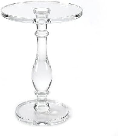 LIKENOW Acrylic End Table,Acrylic Side Table,Modern Nightstand with Clear Small Round Top and Solid Post for Living Room,Bedroom and Lobby 13.5x13.5x19.5 High inches