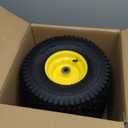 AR-PRO Exact Replacement 15" x 6.00-6" Front Tire and Wheel Assemblies Compatible with John Deere Riding Mowers 100 and D100 Series - 3" Centered Hub and 3/4" Bushings, 4Ply Pneumatic (Set of 2) (Yellow)