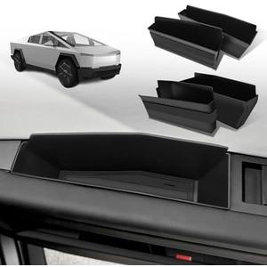 BestEvMod 4PCS Front&Rear Door Handle Storage Organizer Compatible with Tesla Cybertruck 2025 2024 Interior Inner Door Side Organizer Insert Tray Box with PVC Trim Lines Injection Molded (Upper)