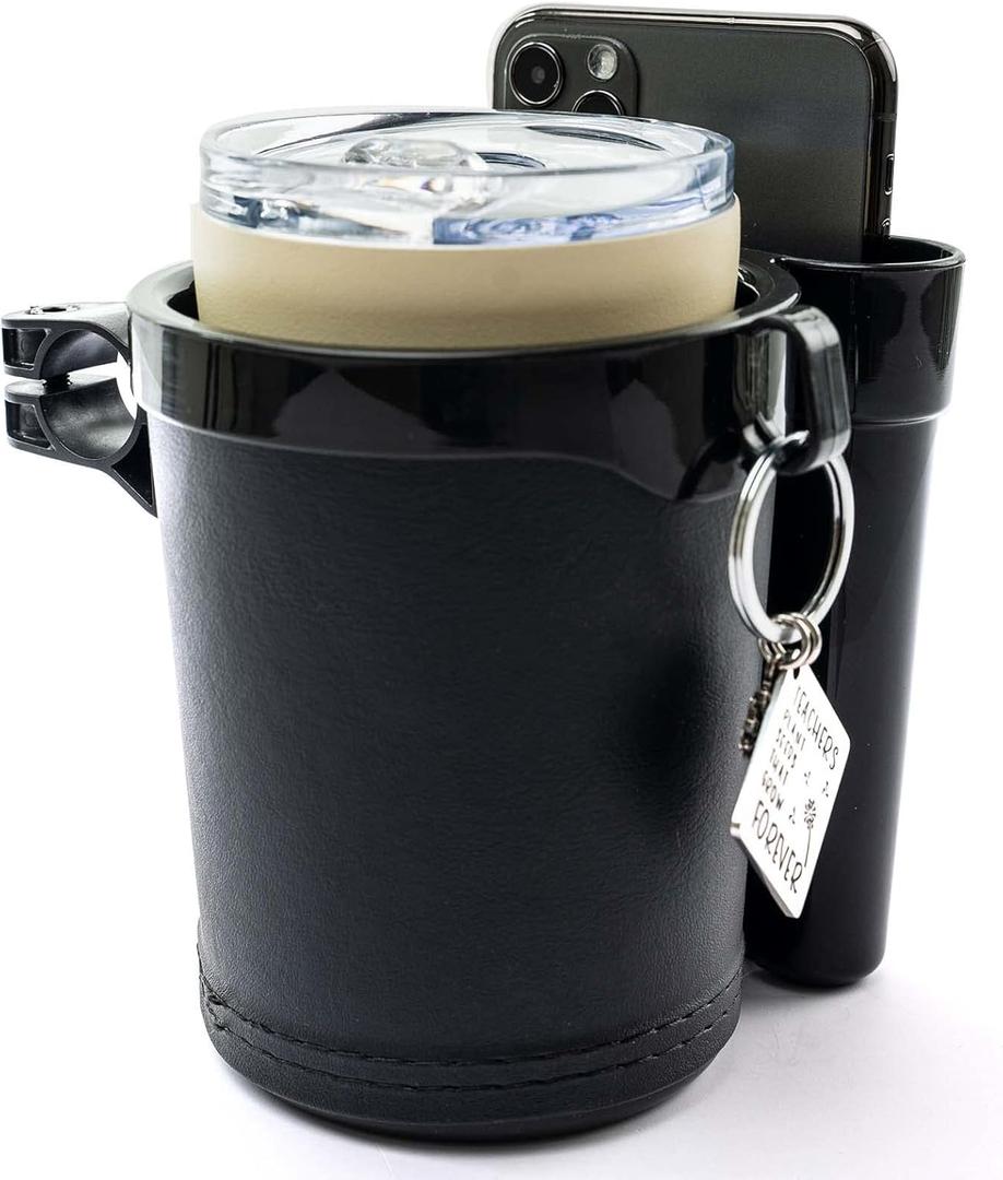 Bike Cup Holder Handlebar Cruiser with Cell Phone Holder Key Holder for Bicycle Motorcycle Scooter Boat Black