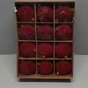 Senjie 3.15inch Burgundy Velvet Christmas Ornaments Balls Flocked Christmas Tree 12PCS Plastic Balls Xmas Hanging Ornaments Decoration Red