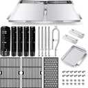 Grill Grease Tray Replacement Parts for Dyna Glo Grill Replacement Parts 5 Burner DGH474CRP, DGH483CRP, DGH485CRP, Adjustable 24''-30'' Gas Grill Drip Pan, Cooking Grate, Heat Plate Shield and Burners