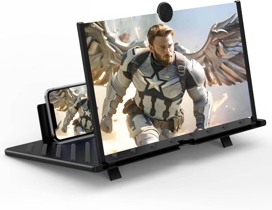 20 inch Screen Magnifier for Smartphone,3D HD Screen Expanders for Movies, Videos, and Gaming, Screen Magnifier with Adjustable Angle Design Amplifier Desktop Magnifying for Seniors Reading (Black)
