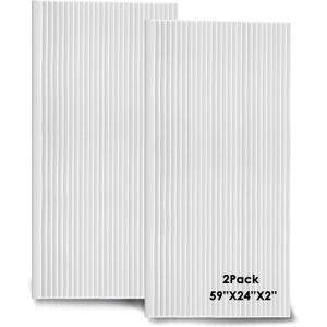 FONESO Acoustic Panels, High Density Sound Absorbing Panels for Walls, Acoustic Foam Panels Fire Resistant for Noise Dampening,Sound Panels (59''X24''X2''(2 PCS) White)