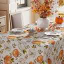 XCHI Fall Pumpkin Maple Leaves Tablecloth Rectangle Washable Table Covers for Home Party Decorations 52x70 Inch