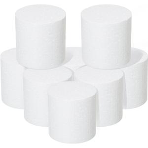 Crafare Round Foam Rounds 4x4 Inch Polystyrene Foam Circle Dummy Cake Set 8 Pack for Wedding Birthday Cakes Crafting, Modeling Art Project Displays