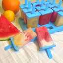 12 Cavities Popsicles Molds, BPA-Free Popsicle Molds with Built-in Popsicle Stick, DIY Popsicle Molds with Cleaning Brush and Funnel