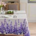 XCHI Watercolor Lavender Butterfly Spring Tablecloth Square Summer Table Cloth Washable Table Covers for Indoor Dining Home Party Decorations 60x60 Inch