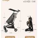 Oneye Travel Stroller for Airplane, Ultra Lightweight Baby Stroller for Toddlers with Canopy, Foldable & Compact Strollers with Jumbo Seat & Large Storage Basket,10.19lb,Stable & One-Hand Fold, Black