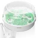 Large Microwave Steam Steri-lizer for Baby Bottles, Pacifiers and Breast Pump Parts, 6-Bottle Capacity | 99.99% Thorough Cleaning in Just 2 Min (White)