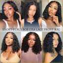 Curly Bob Wig Human Hair 13x4 Lace Front Wigs for Black Women 180% Density Glueless Short Deep Wave Frontal Wig Pre Plucked with Baby Hair 14 Inch Natural Black