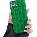 Gihklty Compatible with iPhone 17 Case for Women/Girls,Cute 3D Laid Desgin Soft Silicone Shockproof Raised Bumper Corners Case for iPhone 17, Green