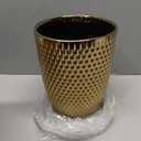 Modern Golden Small Trash Can Wastebasket, Garbage Container Bin for Bathrooms, Powder Rooms, Kitchens, Home Offices - Durable Ceramics - Round