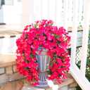 Faux Bougainvillea Artificial Flowers Plants for Outdoors Outside Decoration, 2 PCS Fake Flowers Silk Long Trailing Vines UV Resistant Realistic for Front Door Porch Planter Urn Patio Balcony Hot Pink
