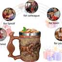 Wooden Barrel Beer Mug, 20oz Stainless Steel Horse Mug Coffee Cup Horses Gifts for Women Men Gift for Birthday Christmas, Gothic Decor Party Decoration Drinkware Gift