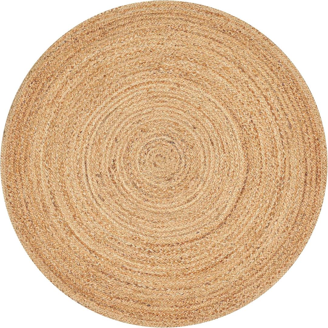 Savi Home Hand Woven Jute Braided Rug, 3' Round - Natural, Reversible Area Rugs for Living Room, Farmhouse, Kitchen, Handcrafted 3 Feet Round Area Rugs - Natural (Natural Rnd)