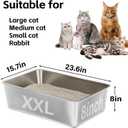 Stainless Steel Litter Box,XXL Metal Cat Litter Box for Big Cats 8IN Deep, Cat LitterBox High Sided Pet Toilet Easy to Clean,Cats Litter Pan for Adult Cats,Non Stick, No Smell
