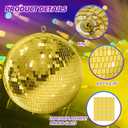 16 Inch Mirror Disco Ball lamp, Gold 16" Disco Ball Decor Hanging Disco Ball for Party Wedding Holiday Home Decoration, Replacement Mirror x 20pcs, Gold, 16inch