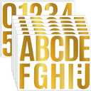 24 Sheets Letter Stickers Bulletin Board Letters Large 4 Inch Vinyl Alphabet Stickers Big ABC Numbers Peel and Stick for Poster Board Classroom Mailbox Crafts Window Door Decoration (Gold)