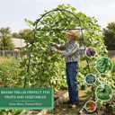 7ft Garden Arch Trellis for Climbing Plants Outdoor-Heavy Duty Metal Cucumber Trellis for Raised Beds- Tall Steel Vegetable Arbor with Strong Bolt Assembly & Outdoor-Ready Stakes, 71"L×70"W×82"H