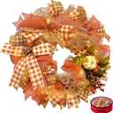 24 Inch Fall Wreaths for Front Door, Pumpkin Autumn Wreath