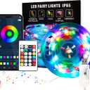 Smart Fairy Lights with IR Remote Plug in, IP65 33Ft 100 Led Fairy Lights for Bedroom USB Bluetooth APP Control, RGB Color Changing Outdoor String Lights, Music Sync Twinkle for Christmas Party ,Multicolor, IR Remote