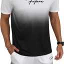 Men's Casual Outfits 2 Piece Ombre Letter Graphic Tees and Drawstring Basketball Shorts Tracksuits (M)