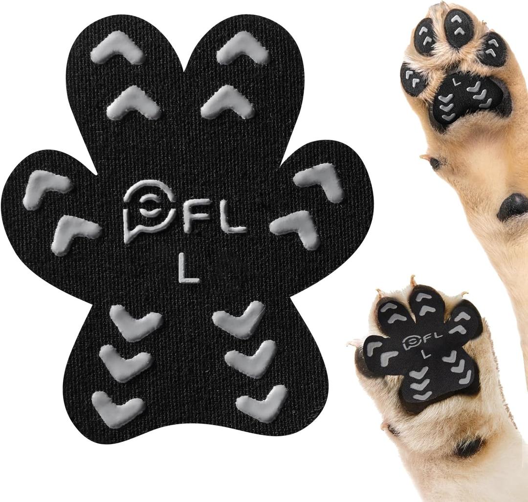Anti Slip Dog Paw Protector Pads for Senior Dogs, Paw Pads for Dogs Traction, Disposable Self Adhesive Paw Grips for Old Dog on Slippery Hardwood Floor, Black 12 Sets (48pcs) L (21-40lbs)
